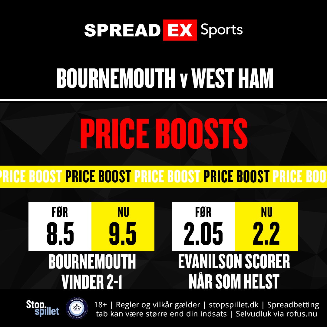 Spreadex_DK's tweet image. Vi har boostet nogle af vores markeder på aftenens Premier League kamp! 🔥 Tror du Evanilson scorer sit 5. sæsonmål i denne kamp? ⚽

Spil på kampen her ➡ spreadex.dk/dkpriceboost

#pldk #priceboost