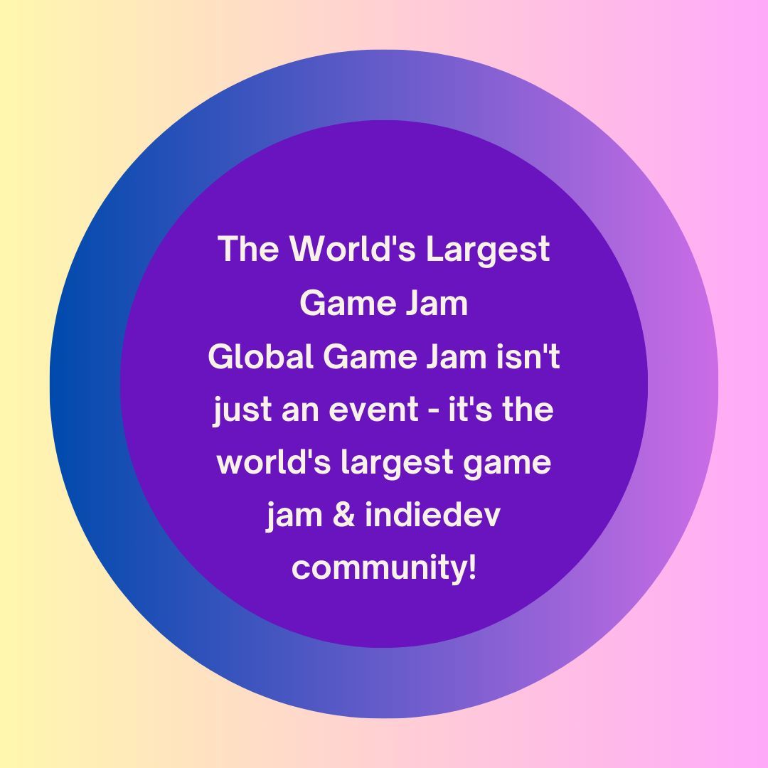 The World's Largest Game Jam🌏 
Global Game Jam isn't just an event - it's the world's largest game jam! Thousands of creators from over 100 countries come together to share ideas, make games, and celebrate creativity. Join the movement and be part of global event &amp; community! 🌐