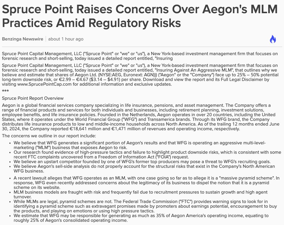 ArendJanKamp's tweet photo. Hier is het #SprucePoint short rapport #Aegon, dat de koers ruim -5% zet (#AEX -0,4%) https://t.co/FK5w0ICVnV