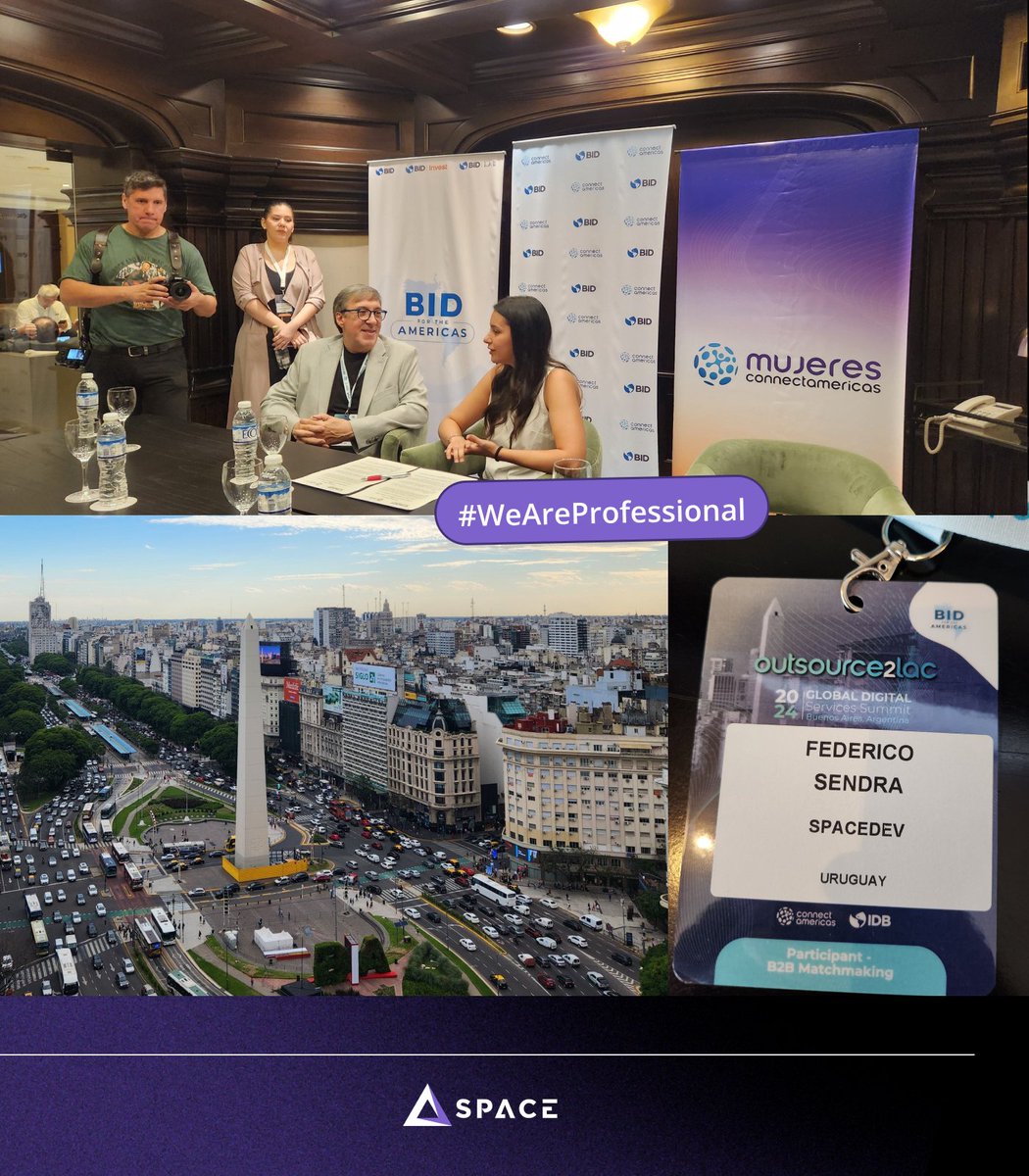 SpaceDevUy's tweet image. Last week, our CEO @fede_sendra &amp;amp; BDR @mateolmalfatto rocked #Outsource2LAC in Buenos Aires! 🇦🇷 
Great discussions, 2025 visions, and innovation opportunities. Shoutout to @connectamericas for the empowering space. Let&apos;s keep pushing for progress in LATAM!  #SpaceDev
