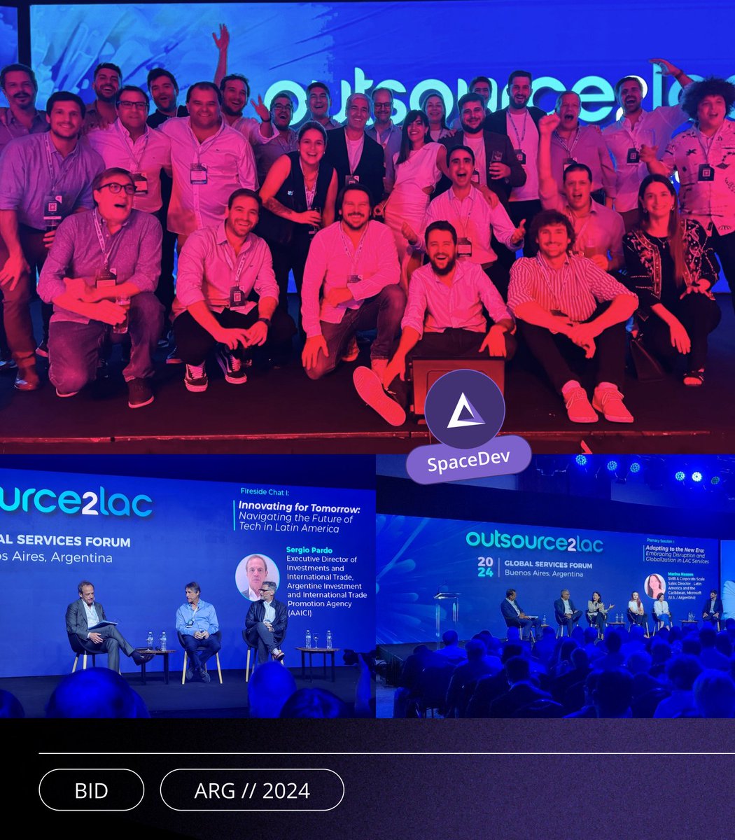 SpaceDevUy's tweet image. Last week, our CEO @fede_sendra &amp;amp; BDR @mateolmalfatto rocked #Outsource2LAC in Buenos Aires! 🇦🇷 
Great discussions, 2025 visions, and innovation opportunities. Shoutout to @connectamericas for the empowering space. Let&apos;s keep pushing for progress in LATAM!  #SpaceDev
