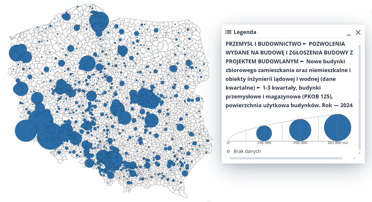 Andrzej Prajsnar 📊🏠 (@andrzejprajsnar) on Twitter photo 🏜️Pustynie przemysłowe w 🇵🇱? Niżej powierzchnia nowych budynków przemysłowych i magazynowych z pozwoleniami (I - III kw. 2024 r.). Szkoda, że GUS nie oddziela magazynów, ale tutaj na mapie też cokolwiek widać. #nieruchomości #gospodarka #CPK #infrastruktura #mapy #Polska 🏜️Pustynie przemysłowe w 🇵🇱? Niżej powierzchnia nowych budynków przemysłowych i magazynowych z pozwoleniami (I - III kw. 2024 r.). Szkoda, że GUS nie oddziela magazynów, ale tutaj na mapie też cokolwiek widać. #nieruchomości #gospodarka #CPK #infrastruktura #mapy #Polska