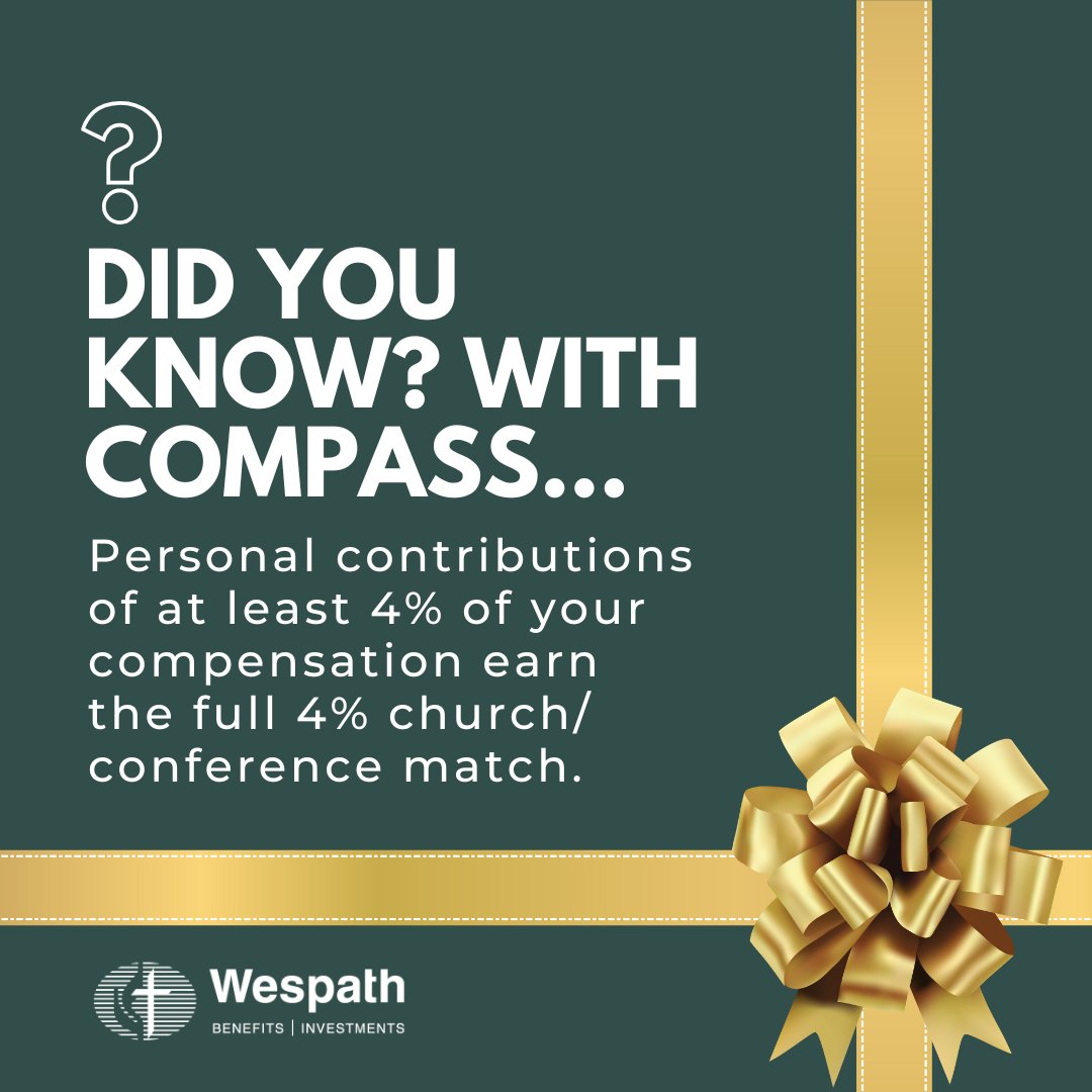 Compass will launch on Jan. 1, 2026. This new defined contribution retirement plan for UMC clergy seeks to increase plan sustainability, balance affordability w/ income adequacy, promote equity across different compensation levels, &amp; provide added flexibility. #UMCClergy #Compass
