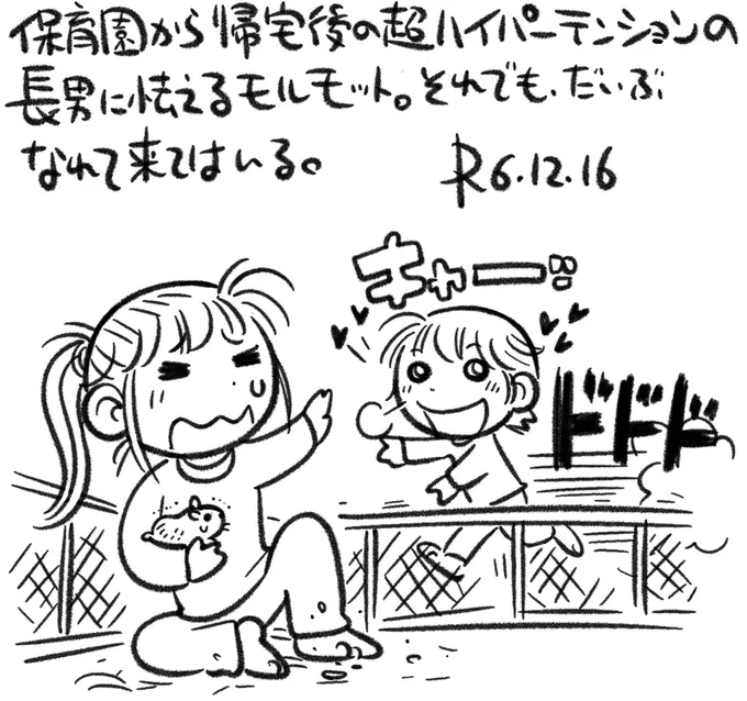 【絵日記1216】ここ数日で「指先を舐めてもらう」から「撫でさせてもらう」にやっと昇格しました 