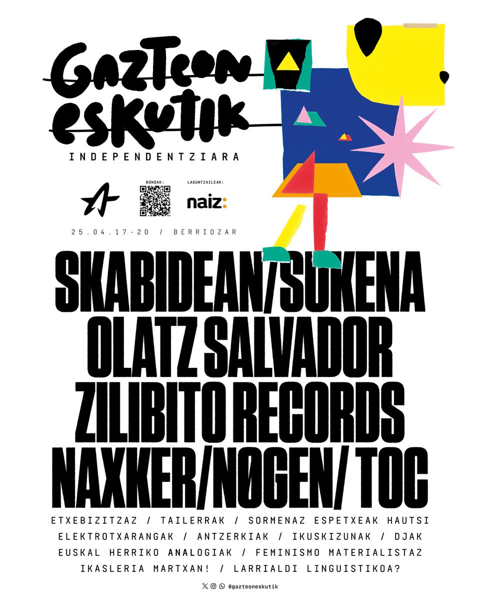 🤩 ETA ASKOZ GEHIAGO…
Apirilaren 17tik 20ra Berriozarren batuko gara. 

Gazteon eskutik I N D E P E N D E N T Z I A R A💫

Sarreretarako esteka: entradium.com/eu/organizers/… 😉

#GazteonEskutik #Independentizara!