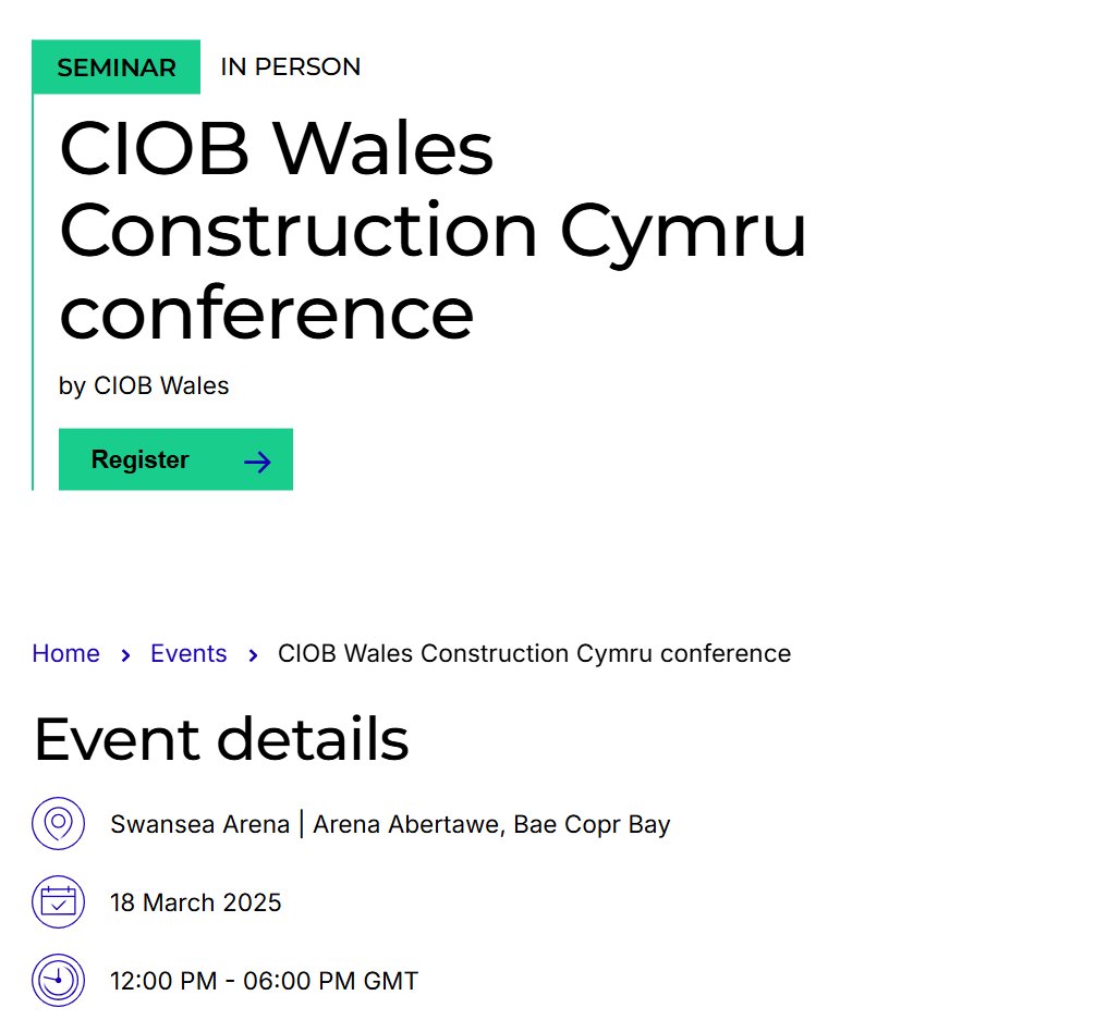 CIOB Wales Construction Cymru conference | CIOB
Early booking recommended for this event
