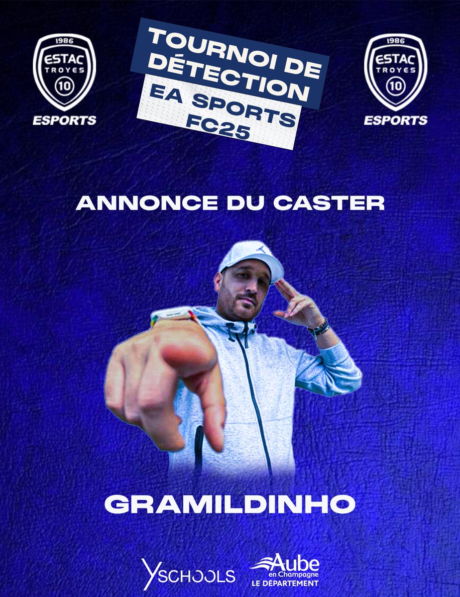 ESTAC Esports (@estac_esports) on Twitter photo 🎮 Tournoi de détection FC 25
Pour les phases finales du tournoi de détection EA SPORTS FC 25, nous avons l’honneur d’accueillir <a href="/gramildinho/">Gramildinho</a> en tant que caster officiel ! 🔥⚽
#TeamESTAC #ESTACWIN 🔵⚪️ 🎮 Tournoi de détection FC 25
Pour les phases finales du tournoi de détection EA SPORTS FC 25, nous avons l’honneur d’accueillir <a href="/gramildinho/">Gramildinho</a> en tant que caster officiel ! 🔥⚽
#TeamESTAC #ESTACWIN 🔵⚪️