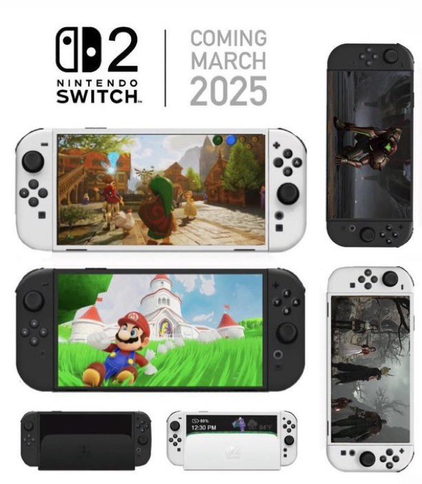 NintyPrime's tweet photo. Just Switch 2 mock-ups based on recent leaks and rumors. Thoughts? https://t.co/xnr2kO0cdT