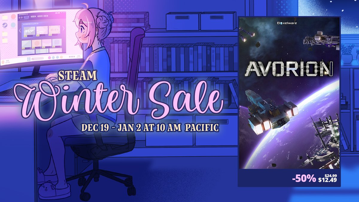 avorion's tweet photo. Happy New Year! 🎇

Avorion &amp; all its DLCs are still 50% OFF during this ❄️Steam Winter Sale❄️!
Sale ends TOMORROW.

https://t.co/r7Q4UeapFr

#Avorion #SteamWinterSale https://t.co/5mzogC49sL