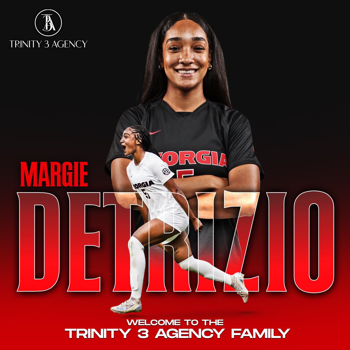 #NewClient Join us in officially welcoming <a href="/Margiedetrizio/">Margie</a> to the Trinity 3 Agency Family! We’re excited to work with Margie as she looks to pursue her pro ⚽️ journey. Welcome Margie! 🤗⚽️🐾🔥
#soccer #sports #teamtrinity3 #womeninsports #womeninsoccer