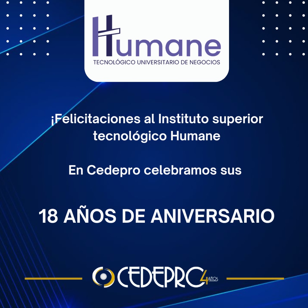 CedeproEcuador's tweet photo. 🎉 ¡Felicitaciones al Instituto Superior Tecnológico Humane!🎓

En Cedepro celebramos sus 18 años de aniversario, reconociendo su compromiso en la formación de profesionales que están transformando el desarrollo de Ecuador 🇪🇨.

#18AñosDeExcelencia 🚀 https://t.co/mBRZgTkBMC