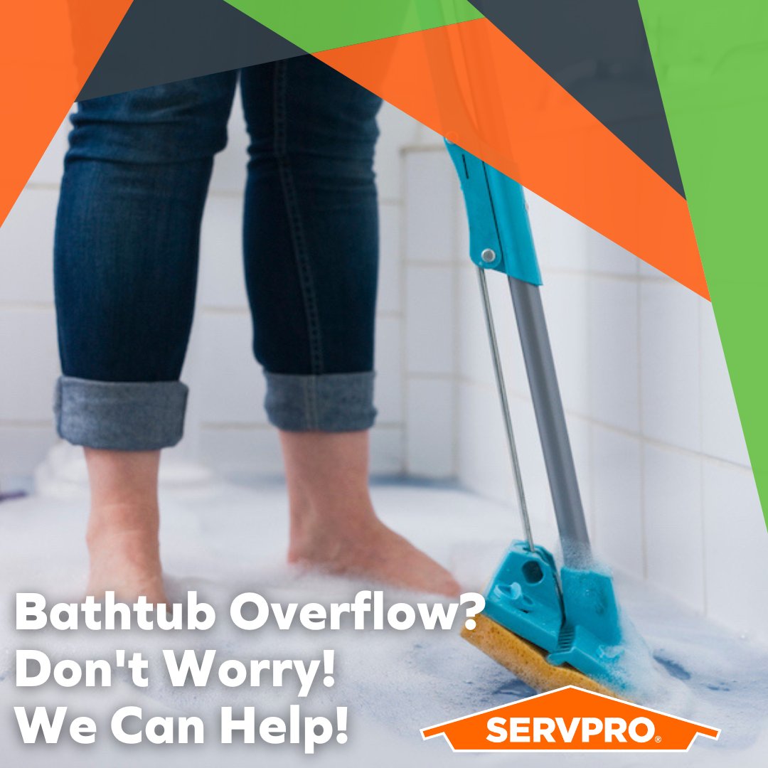 🚿 Bathtub Overflow? SERVPRO is Here to Help!
A relaxing bath can quickly turn into a water damage nightmare. If your tub overflows and causes damage, call SERVPRO for fast and professional cleanup and restoration. #WaterDamage #SERVPRO #HereToHelp