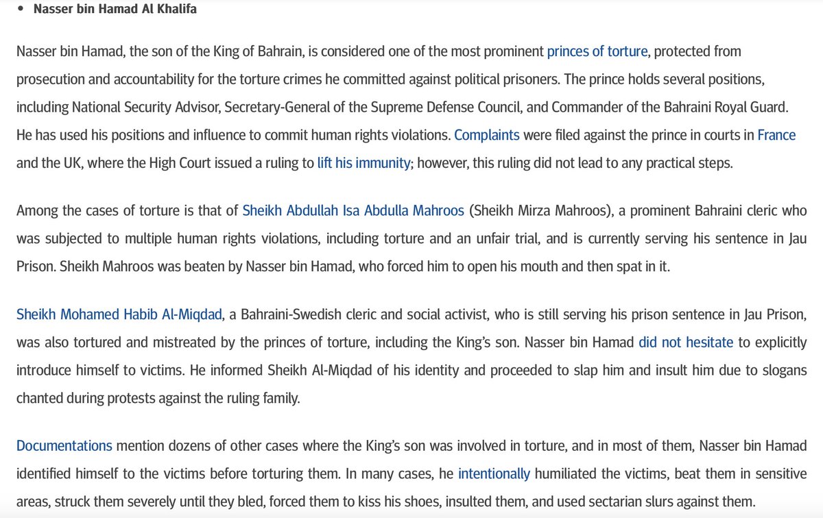 Brad Culp (@bbculp) on Twitter photo Annual reminder that one of triathlon and cycling's biggest financiers, the younger prince of Bahrain, is a horrible human who became involved in endurance sports to whitewash human rights violations. 
Source: <a href="/ADHRB/">ADHRB</a> Annual reminder that one of triathlon and cycling's biggest financiers, the younger prince of Bahrain, is a horrible human who became involved in endurance sports to whitewash human rights violations. 
Source: <a href="/ADHRB/">ADHRB</a>
