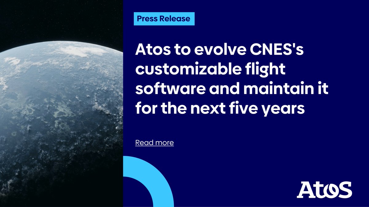 Atos's tweet image. Atos today announces it has been selected by @CNES to develop and maintain its customizable flight software solution (LVCUGEN) for satellites and spacecraft. More information➡️ spr.ly/6045QqDGx