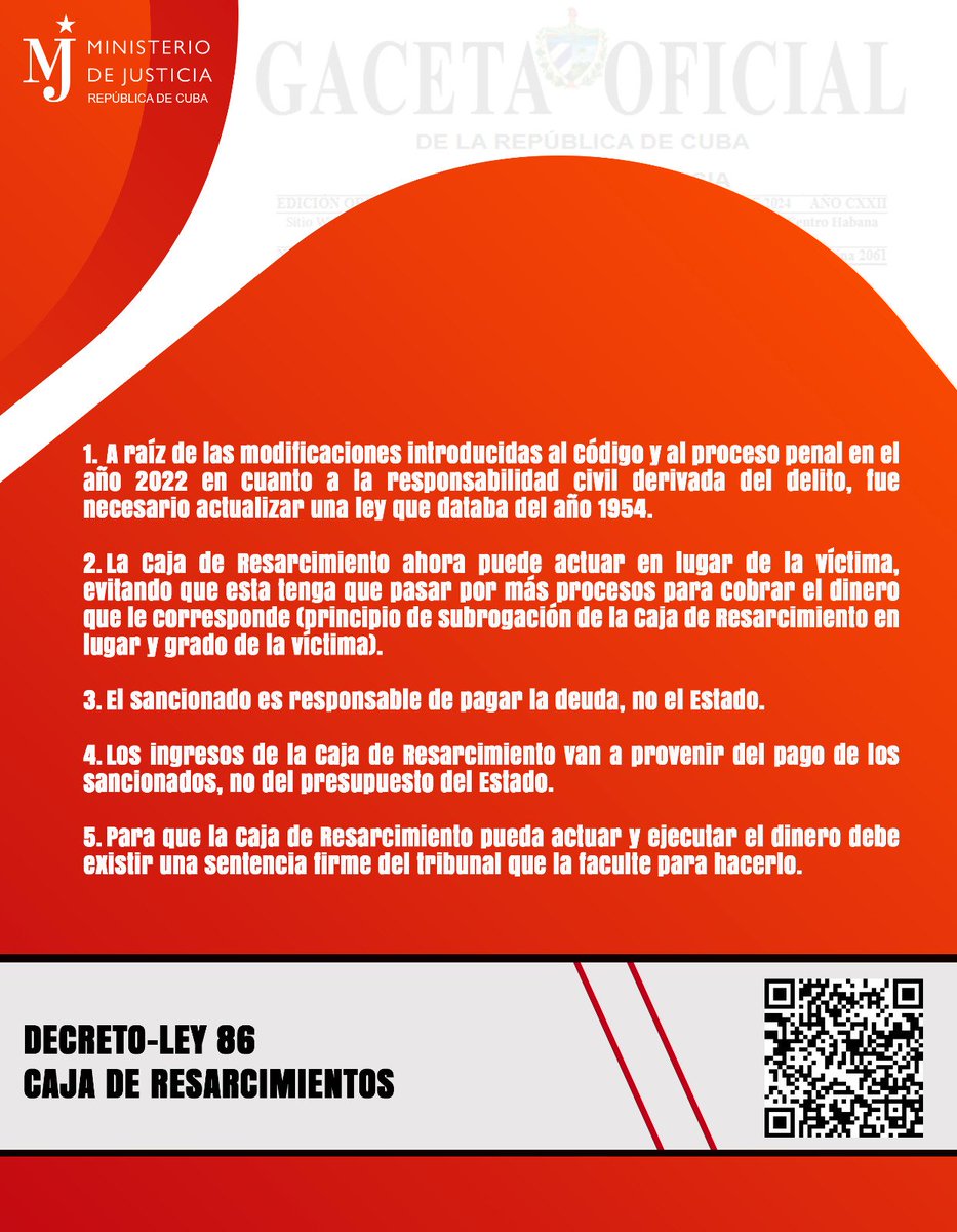 Minjus_Cuba's tweet photo. 👉| A propósito de una norma revolucionaria que protege de manera prioritaria a niños, mujeres en situación de violencia, jubilados  y personas vulnerables, a tono con lo refrendado en el #CódigoDeLasFamilias 🇨🇺

👇
Decreto- Ley 86 de la Caja de Resarcimientos https://t.co/oBtGJSAZXL