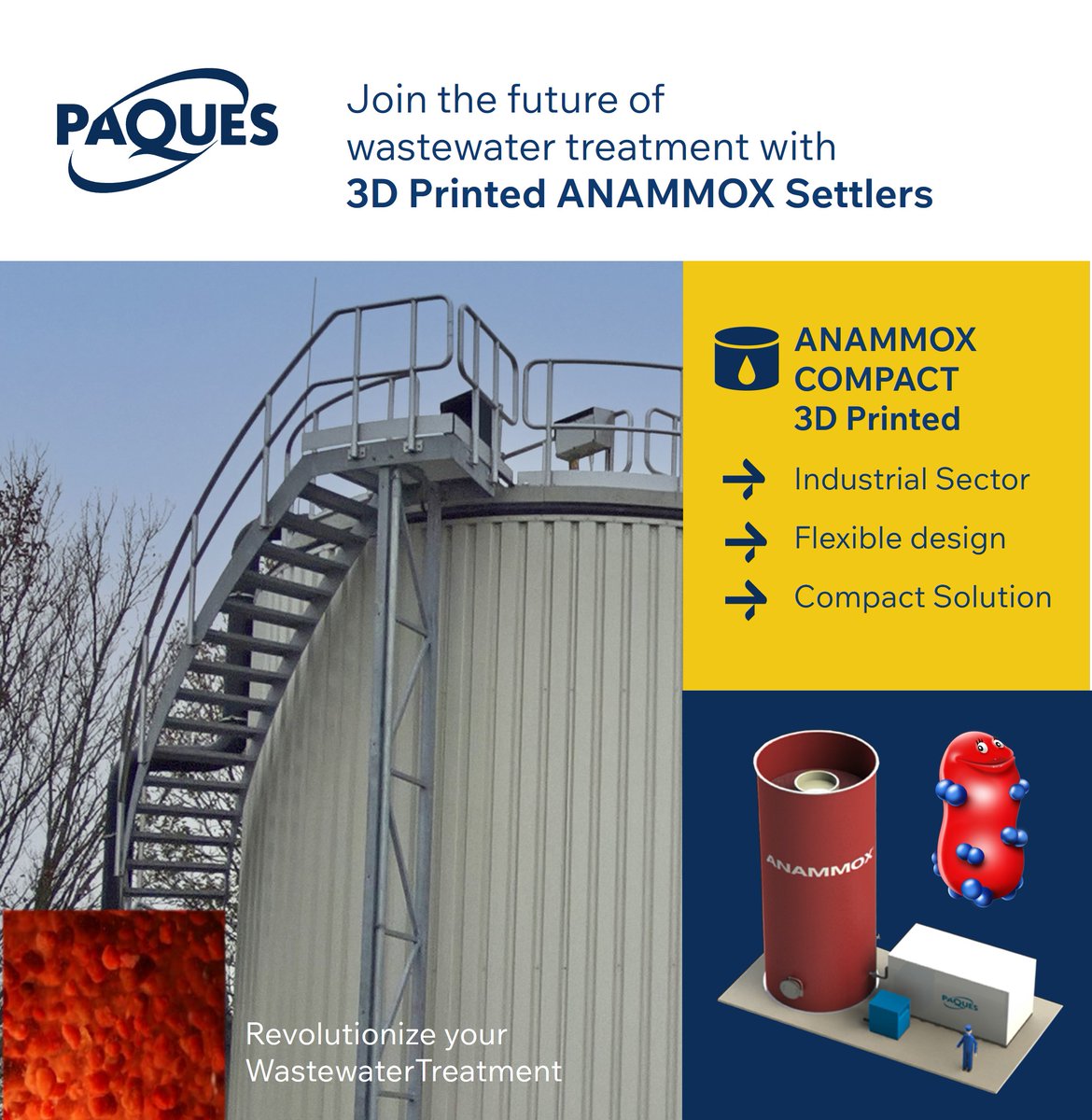 🚀Transform wastewater treatment with innovation! 
Our new, improved Anammox settlers are now 3D printed, allowing for small- scale, flexible designs tailored to your specific needs. paquesglobal.com/products/anamm…
#anammox #wastewatertreatment #biologicalreactor