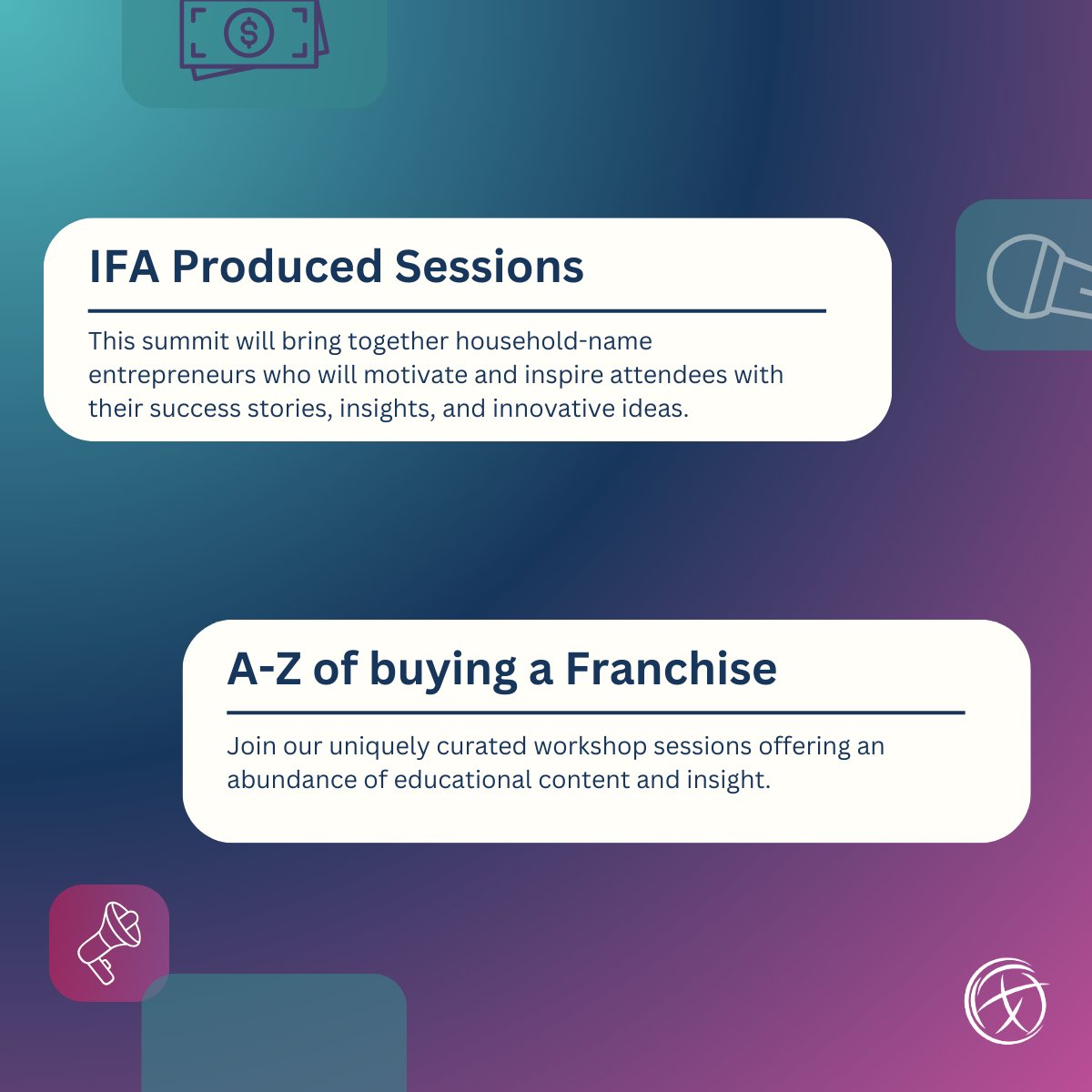 IFAWorldShow's tweet photo. Take a look at what's on offer at The IFA World Franchise Show on May 9th &amp; 10th 2025.🔍 

From Expert Panels &amp; Workshops to Keynote Speakers and networking. Our event is dedicated to providing the best in educational content. 

Find out more 👉 https://t.co/FpBy3mguQq
#ifa https://t.co/Mk5lYG3AFK