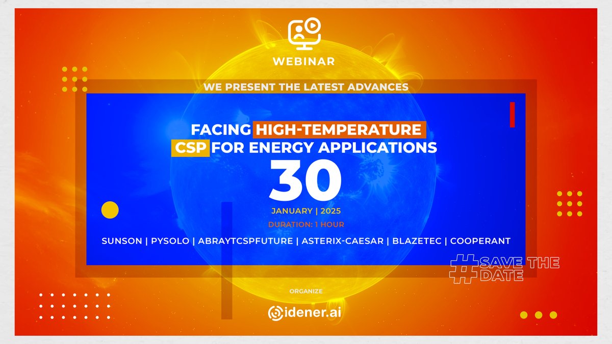 We are thrilled to announce an upcoming webinar organized in collaboration with our CSP Sisterhood from the Sunson Project!
📅 Date: January 30th
⏰ Time: 11:00 AM CET
⏳ Duration: 1 hour
Secure your spot now by registering here: lnkd.in/drYbJbt9