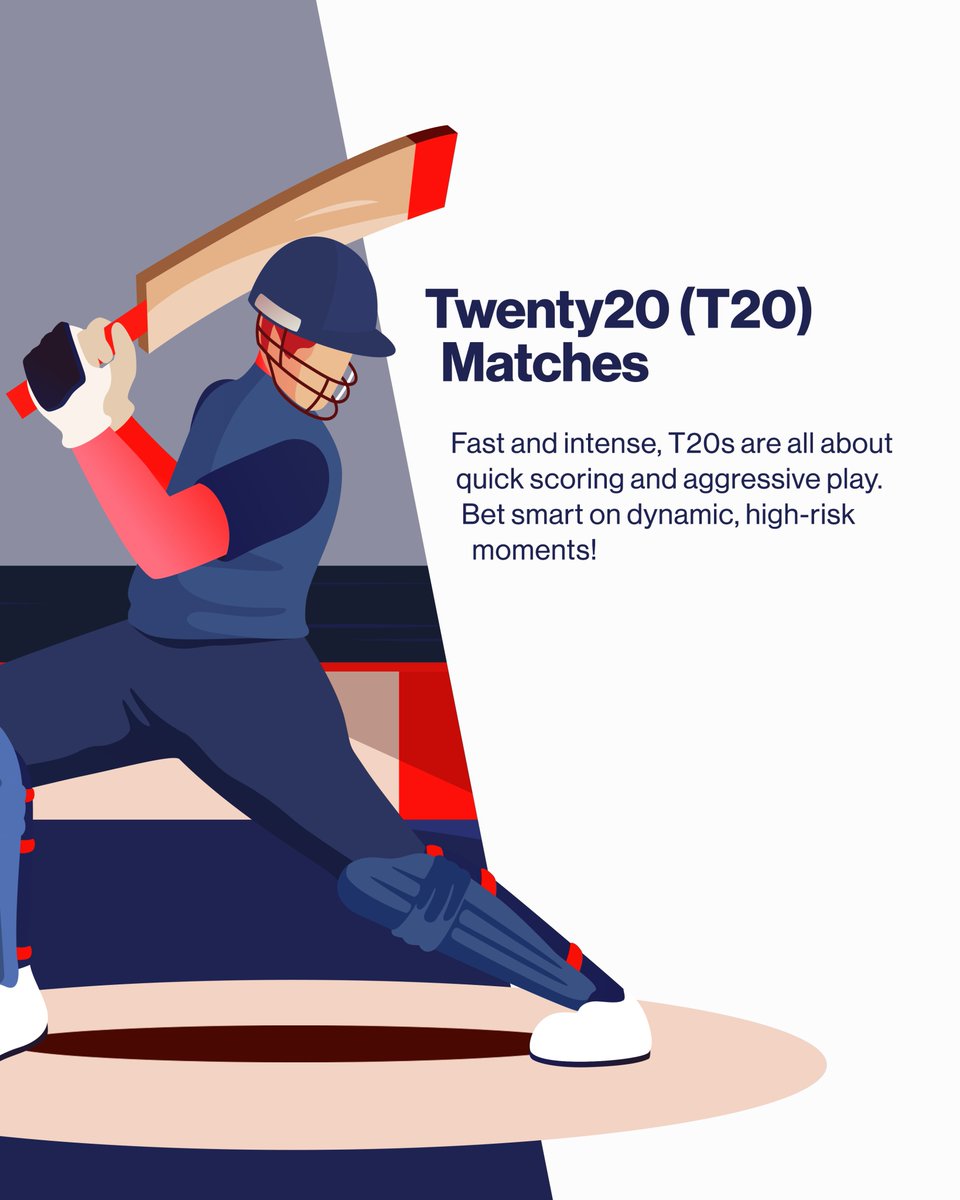 Each cricket format brings its own twist to the game, and your betting strategy. 🏏

From the endurance of Test matches to the fast-paced excitement of T20s, knowing the dynamics is key to smarter bets.

 #SiGMAPlay #CricketBetting #SportsBetting #CricketStrategy