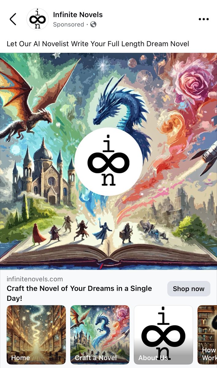 Just saw this ad on the Book of Faces. Why do I feel like 2025 will be the year random people start flooding the market with AI-generated garbage novels? 😫