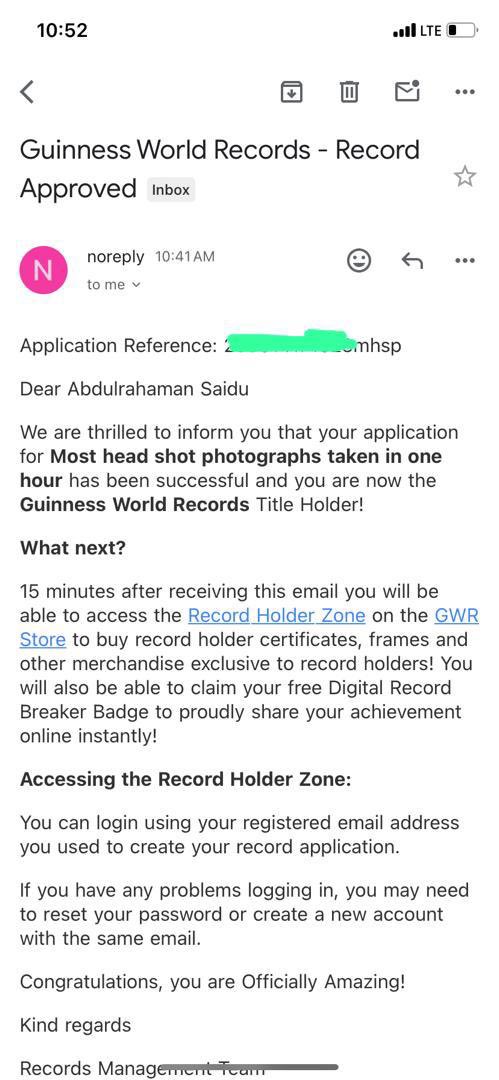 Lminkaeel's tweet image. Let&apos;s celebrate a youth from Yobe State:

Congratulations to @Saiduabdull_ for breaking the @GWR for the most headshots photographed in one hour. Your determination and hard work have brought pride to Yobe and inspired us all.

#YobePride
#YobeState