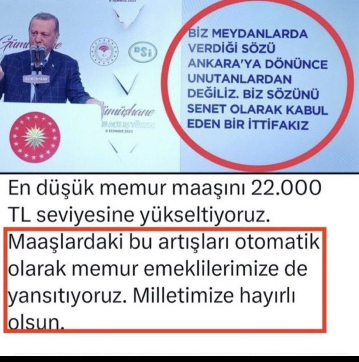 Memur Emeklisi maaşları çalışan ile ayrıştırılarak açlık sınırı altında kaldı. %85 olan maaş hesaplama %38 lere kadar düştü. #EmekliMemur ayrıcalık değil #MemurEmeklisineAdalet istiyor.
<a href="/RTErdogan/">Recep Tayyip Erdoğan</a> 
<a href="/RTEdijital/">Erdoğan Dijital Medya</a>
<a href="/dbdevletbahceli/">Devlet Bahçeli</a> 
<a href="/MhpTbmmGrubu/">MHP TBMM Grubu #MHP</a>