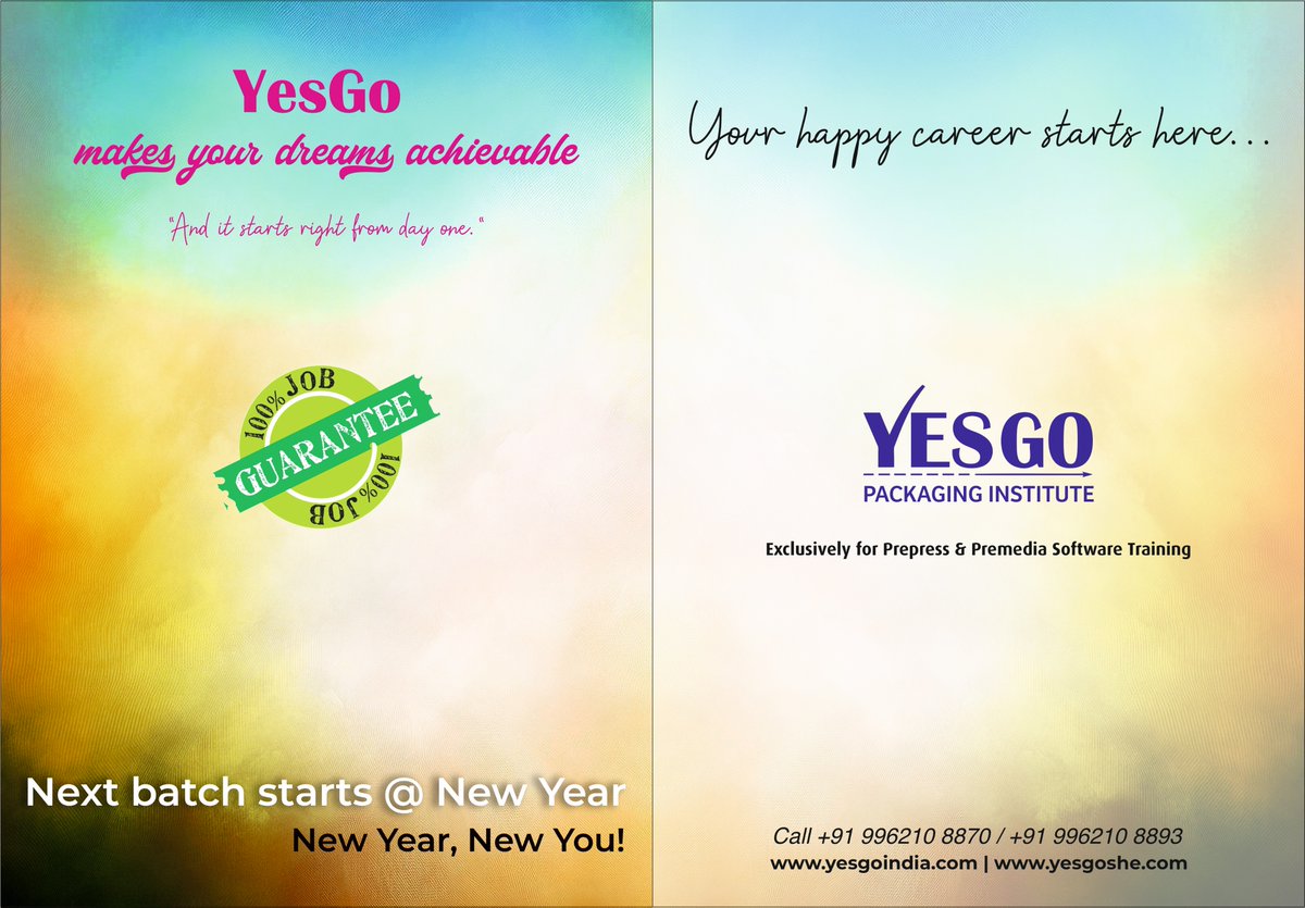 YesGoIndia's tweet photo. 🎉 "New Year, New You, New Career – Start Your Journey with YesGo"🎉

Our next batch starts at New Year, with courses ranging from 3 months to 1.5 years, designed to nurture the leaders of tomorrow. The only eligibility requirement? The ability to read and write in English. https://t.co/iWYHJQJJRv
