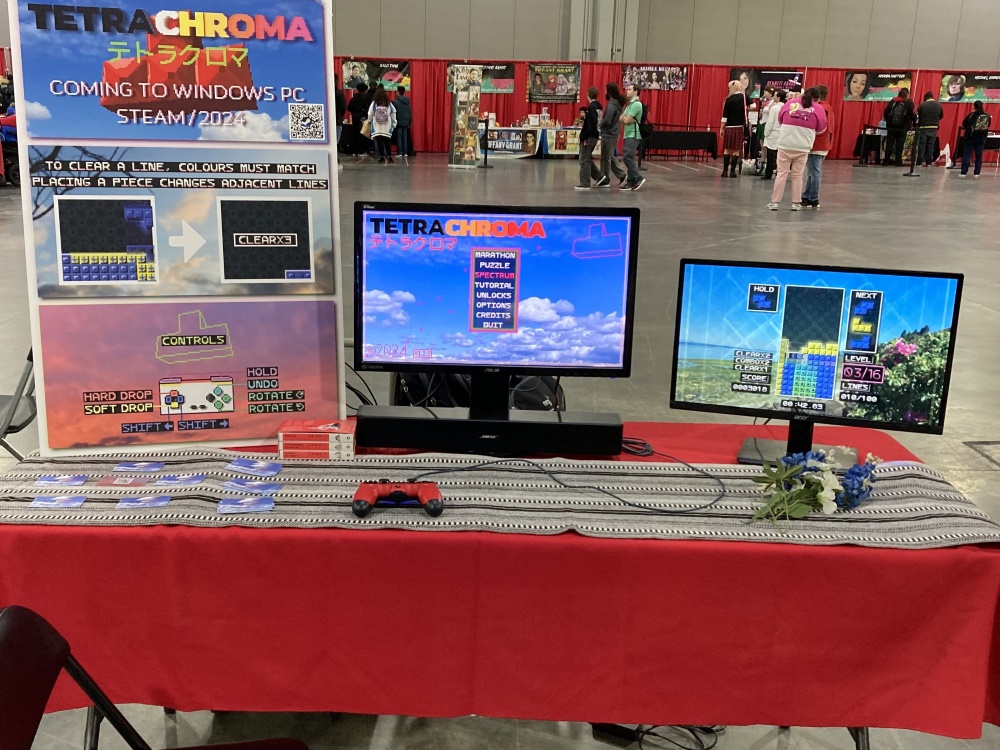 sparsevector's tweet image. Thanks to everyone that played TETRACHROMA at @awacon ! It&apos;s very fun (and valuable) for me to watch players learn the game. An extremely skilled player cleared the marathon mode on their first try👀 It was so cool!