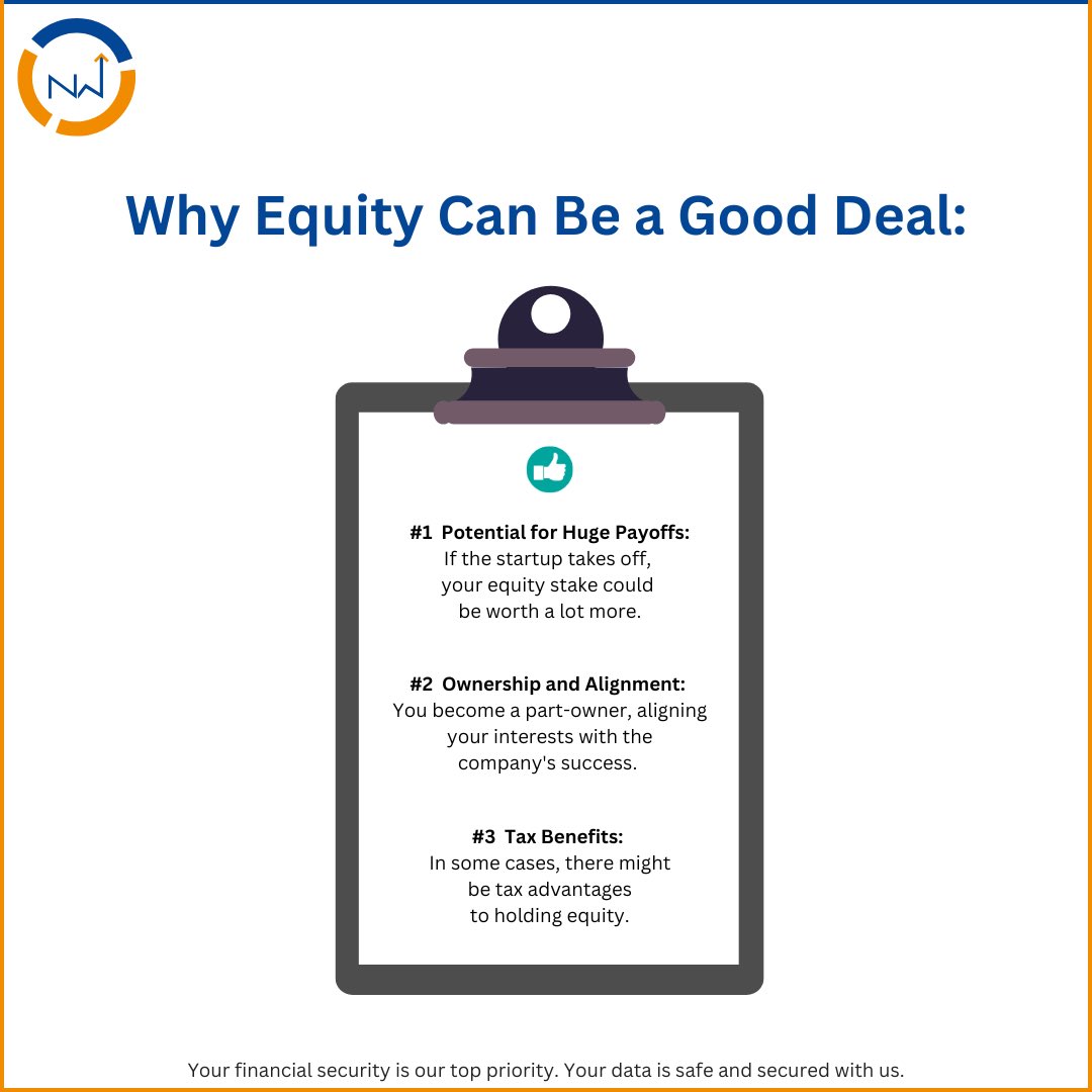 NWTracker's tweet photo. Ultimately, the decision to take equity is personal. Weigh the pros and cons carefully, and consult with Networth Tracker if needed.
What are your thoughts on equity compensation? Share your experiences and questions in the comments below.

#equity #startup #investment #finances https://t.co/uVeDA2GsQh