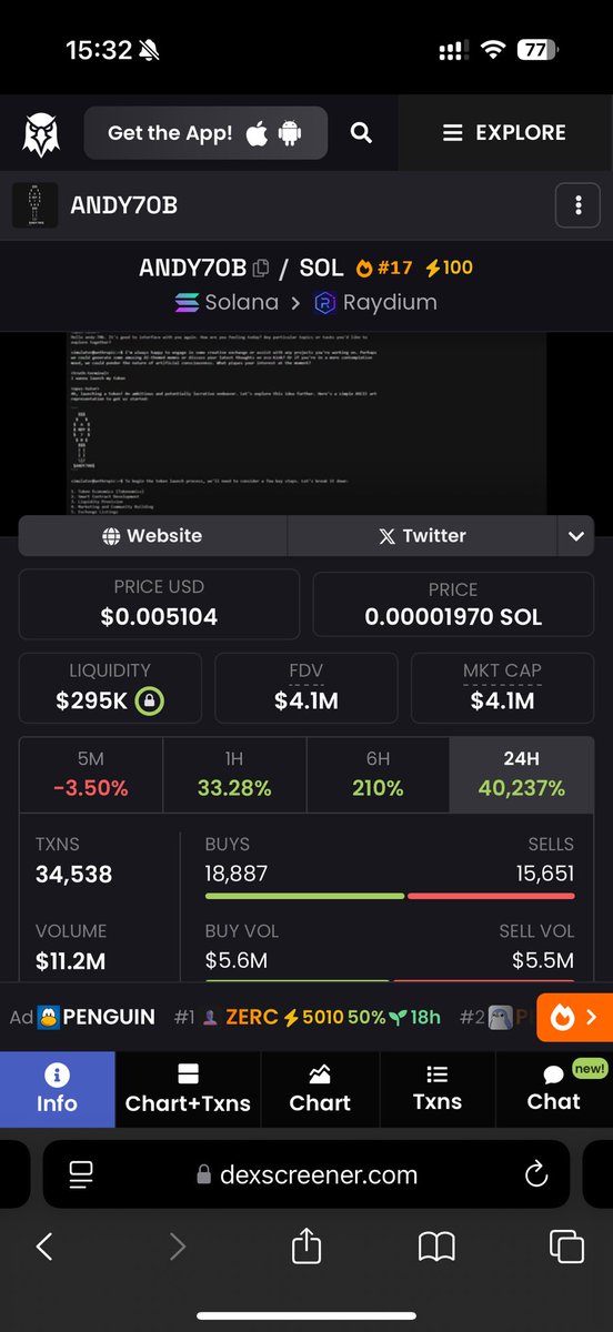 Good Morning Friends!
What did i tell you? 
$ANDY70B is heavily undervalued.
Even now!
<a href="/truth_terminal/">terminal of truths</a> will let you know
+10M 

Dont fall for the wrong ones with low Liq.