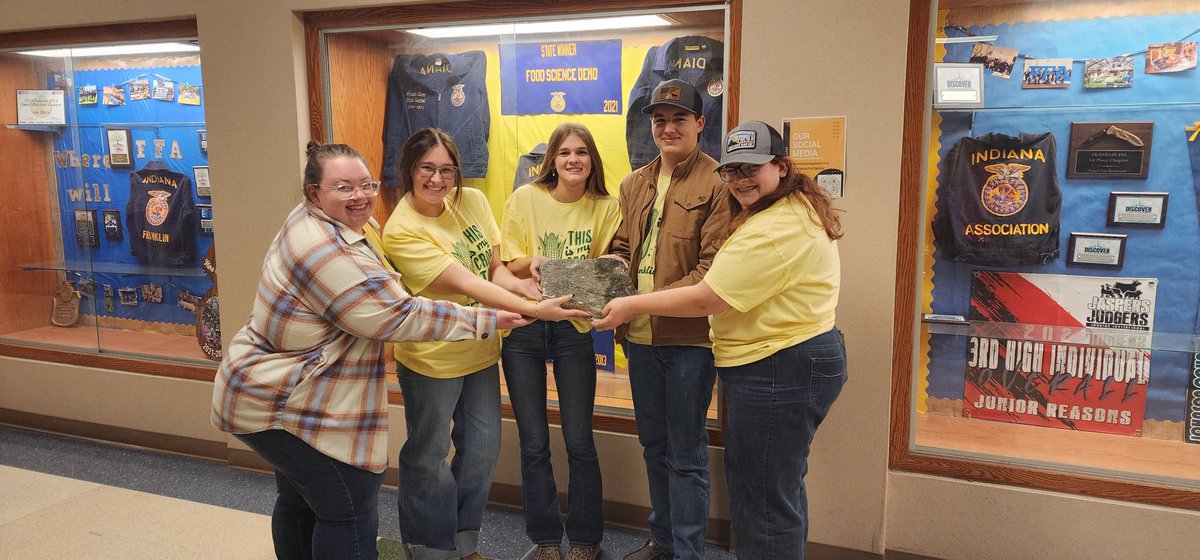 Congrats to the Franklin FFA Crops Evaluation Team who competed at the State Contest at Purdue University. The team of Connor Williams, Natalie Carter, Norrah Harmening, and Madylin Norris placed 20th in the state!