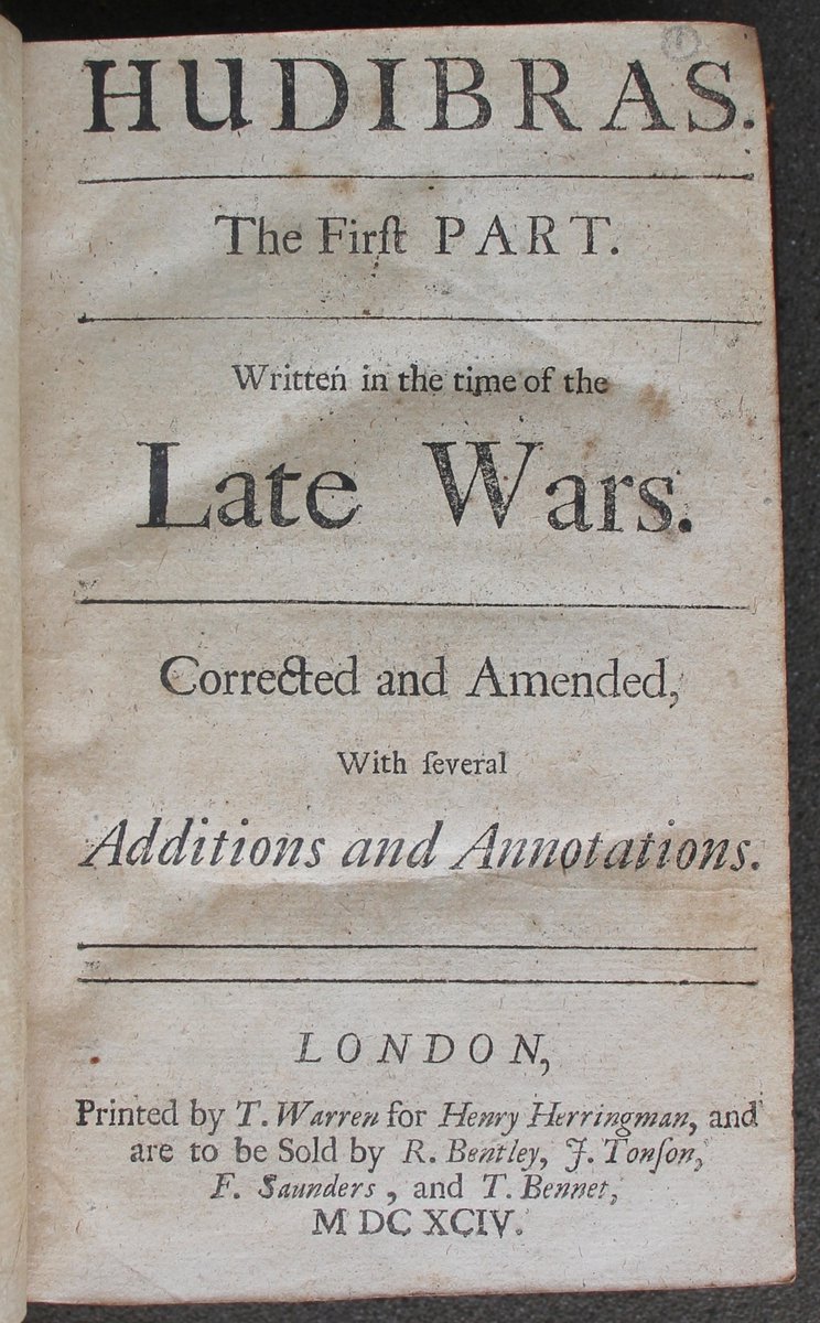 Our December Book of the Month, written by Ms Hannah Mattsen, examines Samuel Butler's Hudibras (London, 1694). To find out more see edwardworthlibrary.ie/book-of-the-mo…