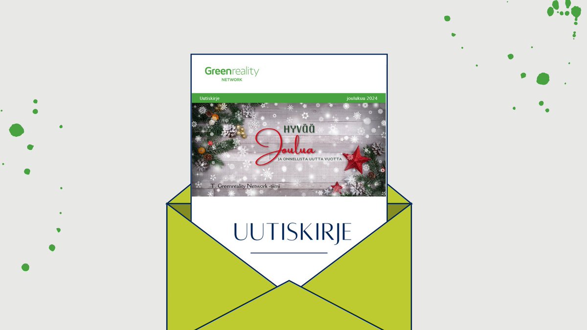 Greenreality Networkin joulukuun uutiskirjeessä energia- ja ympäristöalan verkostomme loppuvuoden uutisia ja tulevia tapahtumia.
➡️Lue uutiskirje: lappeenrannan-kaupunki.creamailer.fi/email/6757e805…
📧Tilaa tulevat uutiskirjeemme sähköpostiisi: lnkd.in/d5UX_RkN
#greenrealitynetwork #uutiskirje