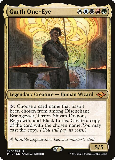 ThatPhilKid1's tweet photo. @MedicCasts Going more for theme than strong. Garth as commander to "buy" items with his activatable, you have planeswalkers represent champions because they typically have 3-4 abilities with ult, and the creatures are your minions. 5 colors to represent the different regions of Runeterra. https://t.co/MTx8UCEqBg