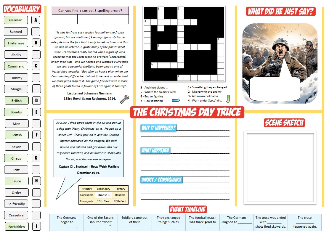 icHistory's tweet image. The Christmas Day Truce 1914 - Free PDF history teaching resources, ideas, and new review activities #historyteacher #ww1 #histedchat ⬇️ ⬇️⬇️
ichistory.com/ww1---christma…