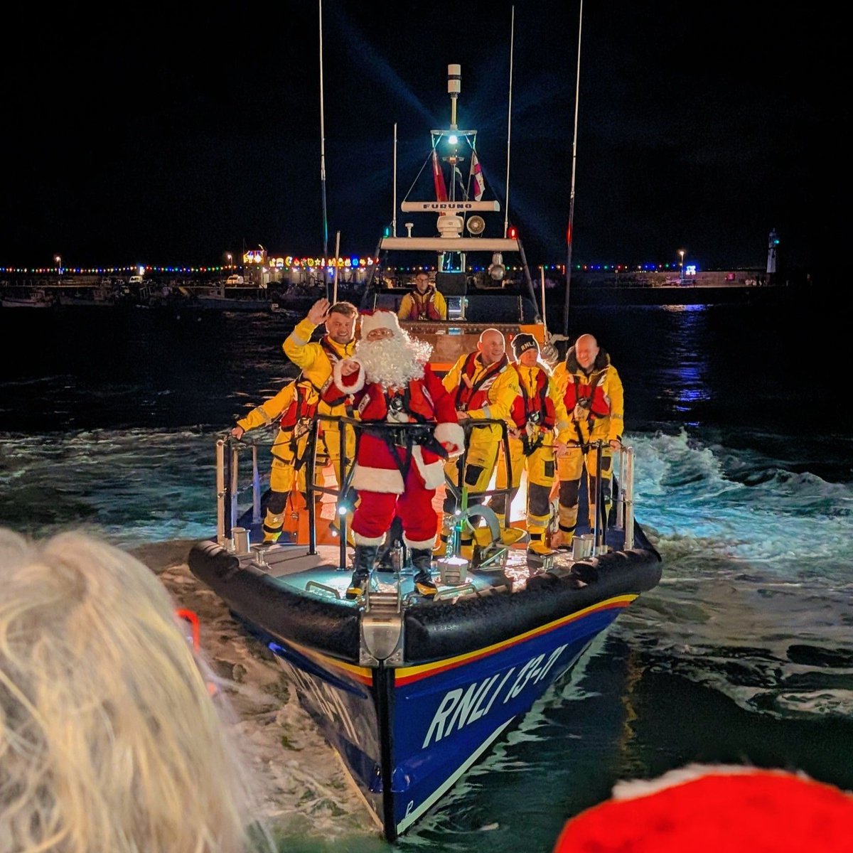 RNLI's tweet photo. We think the Christmas lights look better on a lifeboat than a tree ... especially when our crews are carrying a special guest!

Some beautiful shots taken around the coast this festive season, thank you for tagging us 💙

#RNLI #Christmas #Volunteers #Charity #Festive https://t.co/dRb6hJ2L2J