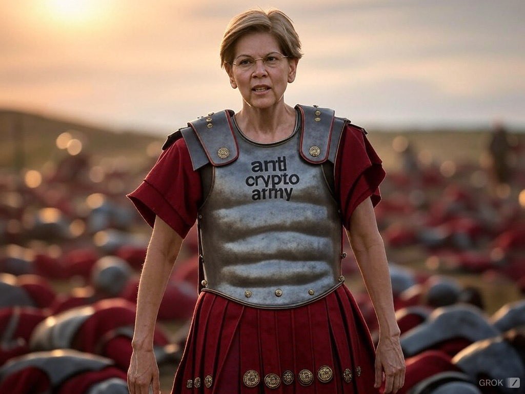 NewsAsset's tweet photo. Warren: “IF YOU STAND AGAINST CRYPTO STAND UP!!

This is becoming an Army of one. https://t.co/8R5e1IcGkH
