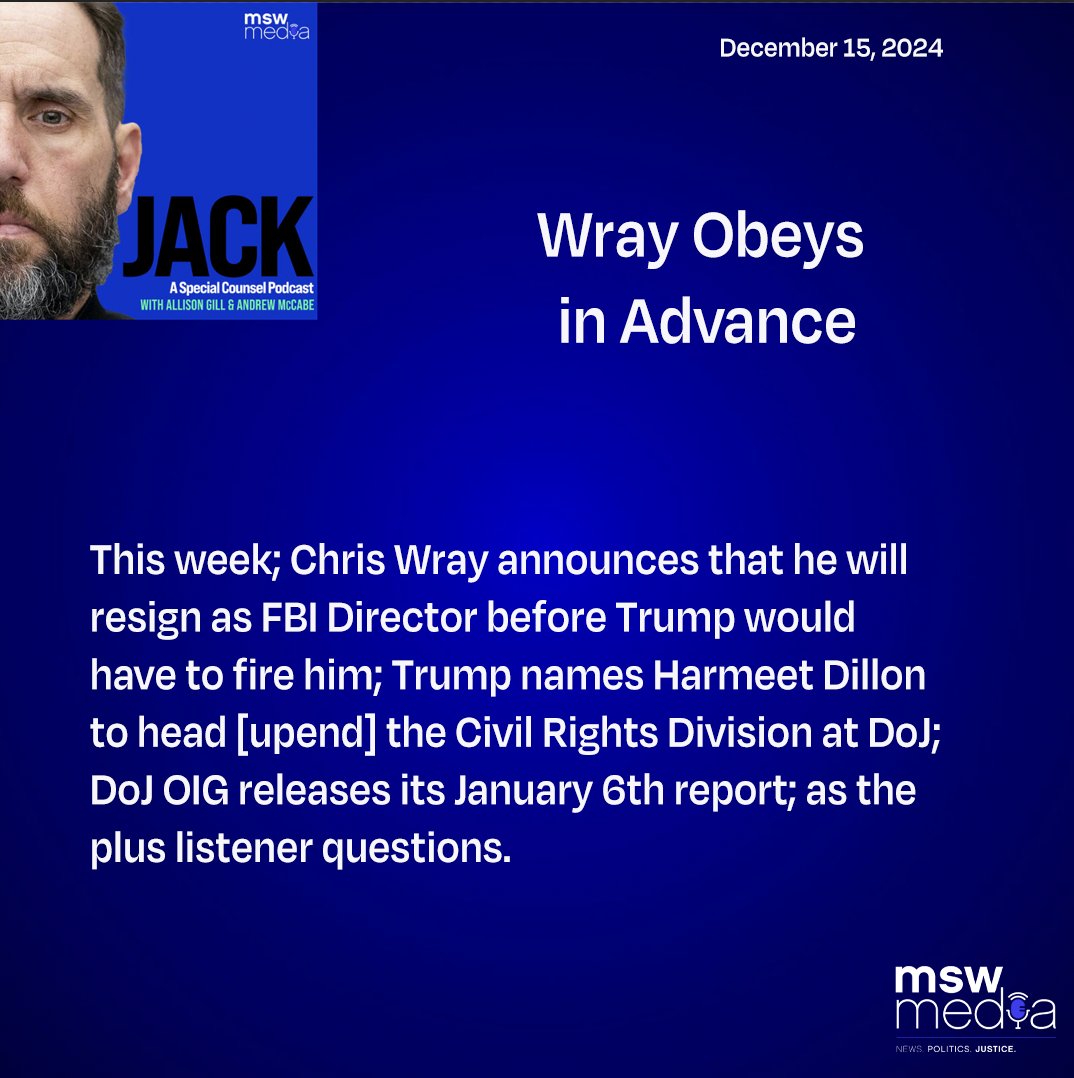 mswmediapods's tweet photo. ICYMI: #Jackpod🔥with @MuellerSheWrote and #AndyMcCabe #MSWMedia
Listen: https://t.co/kkrXOCm0YN https://t.co/NBBVdWysV2