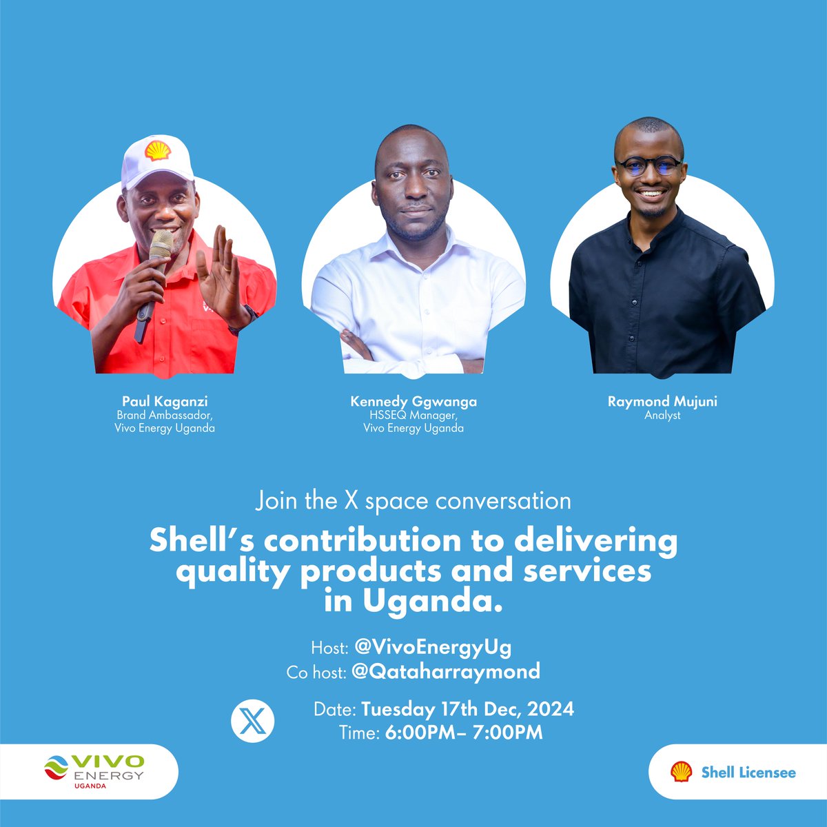 VivoEnergyUg's tweet photo. Save the date! Join our X space on Tuesday 17th Dec 2024 for an insightful discussion on our Quality Fuels, ISO certification and much more!
Co host: @Qataharraymond
#ShellQualityFuels https://t.co/LsniWeA29e