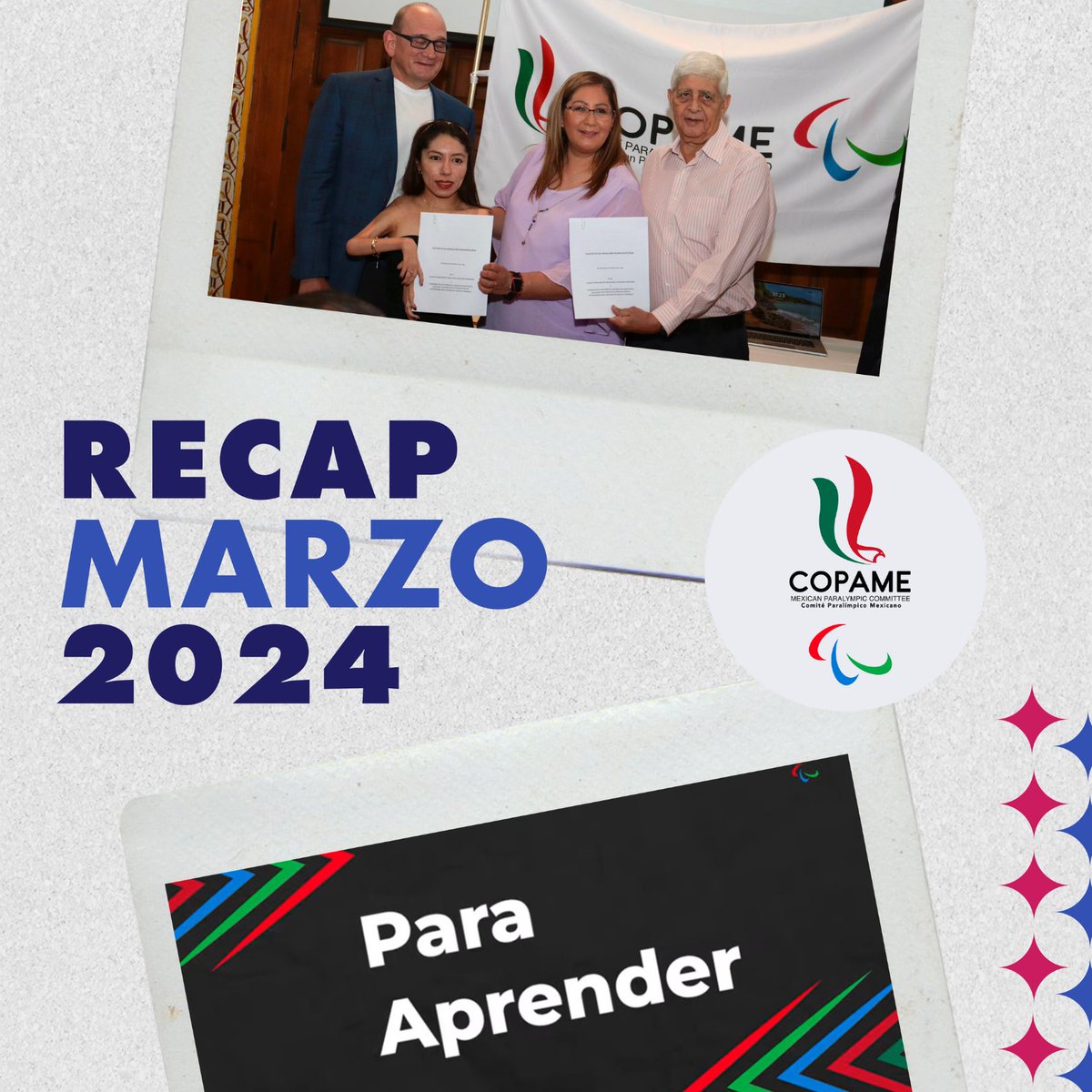 COPAME's tweet photo. 🗓️En marzo, COPAME dio pasos gigantes rumbo a París 2024: lanzamos nuestra sección de Para Aprender en nuestro canal de YouTube 📹 anunciamos el lanzamiento de nuestro podcast “Titanes Paralímpicos”🎙️ y, con gran orgullo, presentamos a Mostkoff como nuestro patrocinador oficial. https://t.co/qaD1sqHV0K