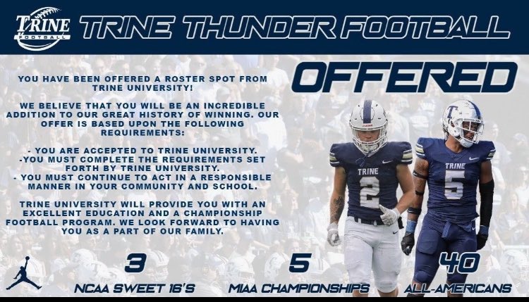 Blessed to receive my first offer from Trine University🙏🏈#blessed #trine #punter #kicking