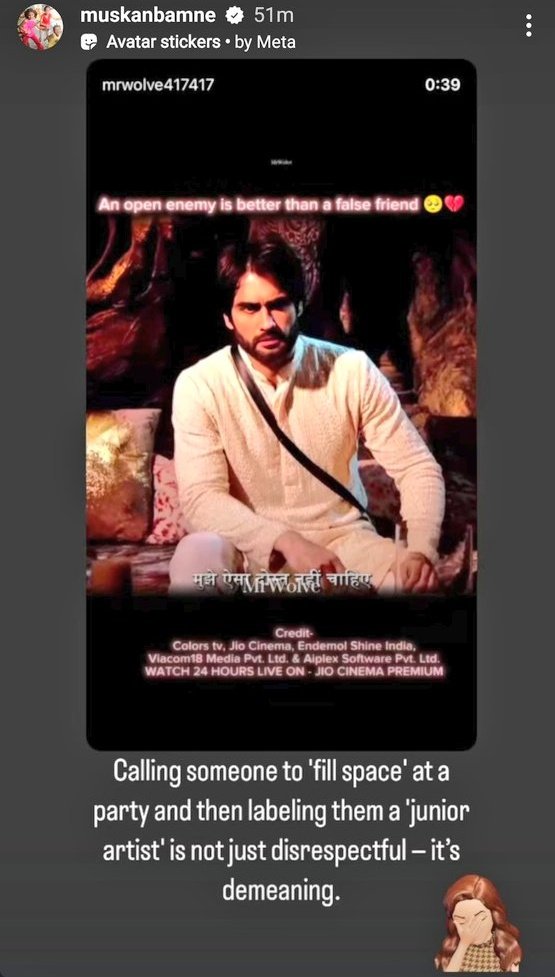 TM_VivianDsena's tweet photo. You've perfectly summed up the situation muskan ! Calling someone to fill space at a party and then labeling them as a "junior artist" is not only DISRESPECTFUL but also DEMEANING!

It's a clear display of condescension and belittling someone's worth! Vivian Dsena deserves so much better than that!

Kudos to #Muskanbamne for standing up for what's right !! 

#VivianDsena  #VDians
#BiggBoss18  #BBKingVivan