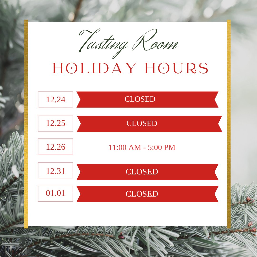 Our holiday hours are here! We’ll be CLOSED on Christmas Eve, Christmas Day, New Year’s Eve, and New Year’s Day. Celebrate with us before or after these dates!

#sakeone #holiday #tastingroom #update