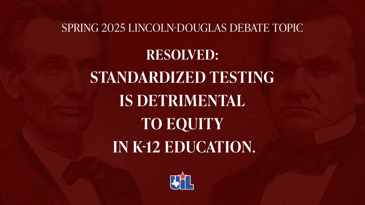uiltexas's tweet photo. 🗣️Spring 2025 Lincoln-Douglas Debate Topic released!   

This UIL topic will be debated January through May 2025.  

🔗https://t.co/Xmj357lQED   

#UILState #LDDebate https://t.co/r9QeQKmfxx