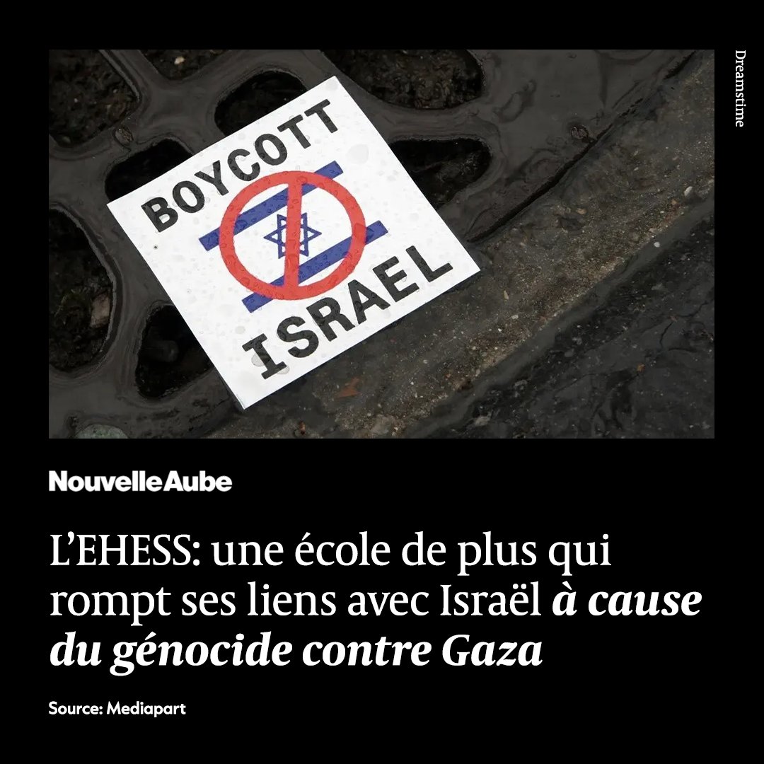 nouvelleaubefr's tweet photo. L’EHESS (L’École des hautes études en sciences sociales) a adopté une motion suspendant ses partenariats avec Israël, à cause des crimes commis contre le peuple palestinien.
#EHESS #BoycottIsraël #Gaza #Palestine #Génocide #Justice #Colonisation #DroitsHumains #Solidarité https://t.co/3ka467WBWr