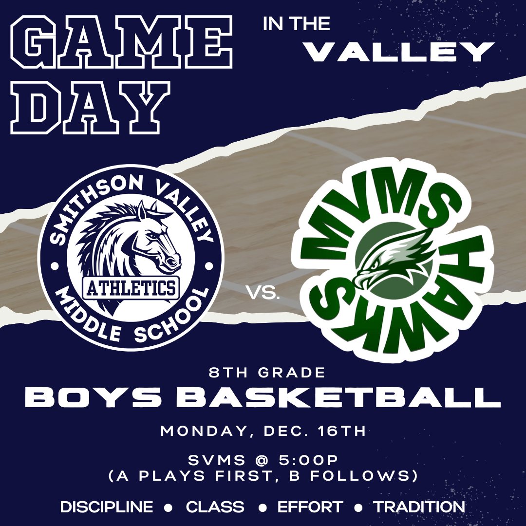 svmsmustangs's tweet photo. 🏀It's Game Day in The Valley!🏀

Today, the Mustangs are set to face off against the Hawks! Let's go, Mustangs! 

#RallyTheValley #ComalISD #GrowingGreatness https://t.co/pgYxPVAyDH
