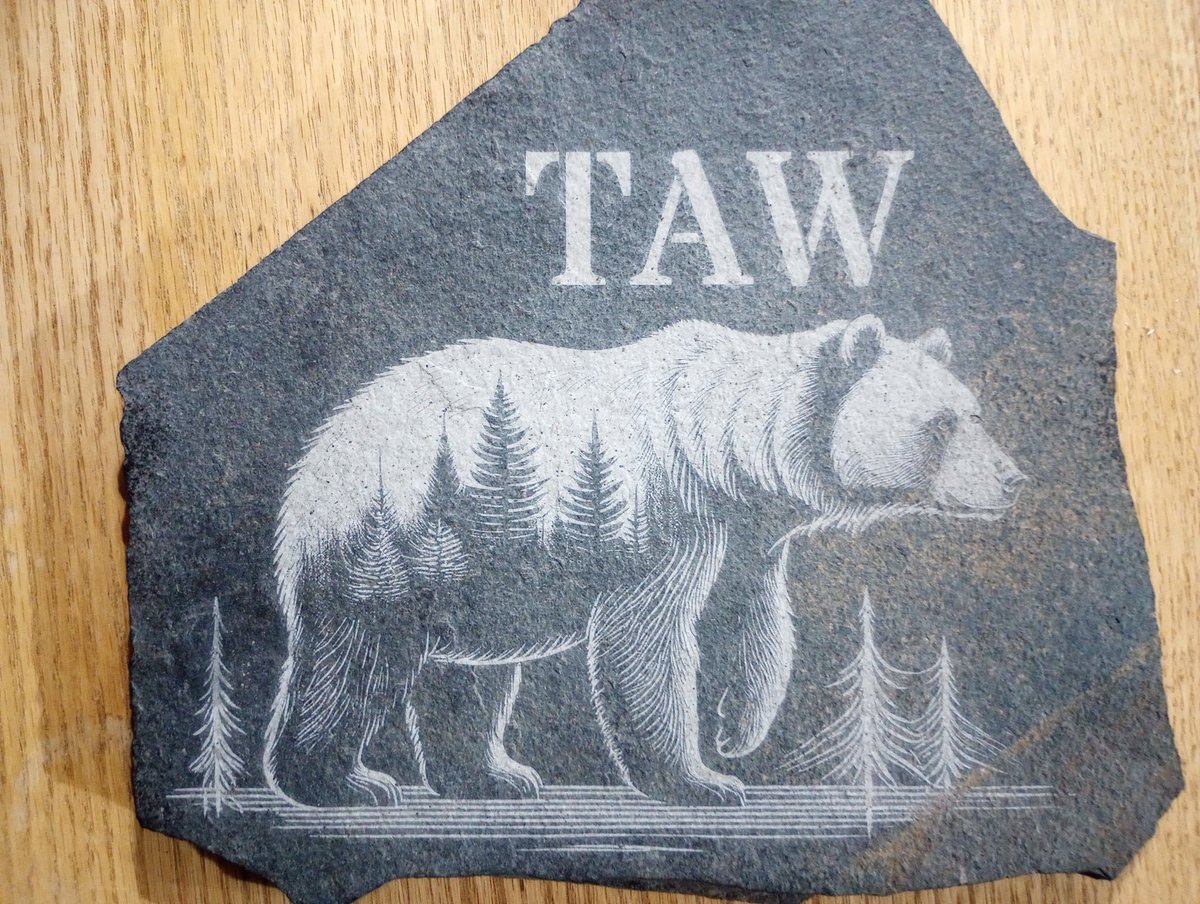BuildStuffBear's tweet photo. WOW! This is a custom  ordered piece from The Crafty Bear. LLP It is a Slate rock carving made as a birthday gift to a customers loved one. https://t.co/Mu98rkYogX