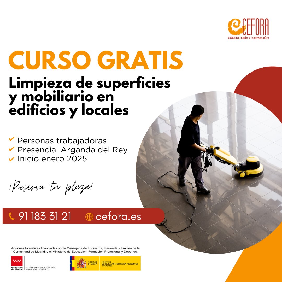 🎓 ¡Fórmate en una profesión polivalente en todos los sectores empresariales! 👉 Reserva YA tu plaza para empezar en 2025. Llama ya al 91 183 31 21 o visita cefora.es/cursos/sscm010…
#CursoGratis #CertificadoProfesional #Limpieza #SEPE