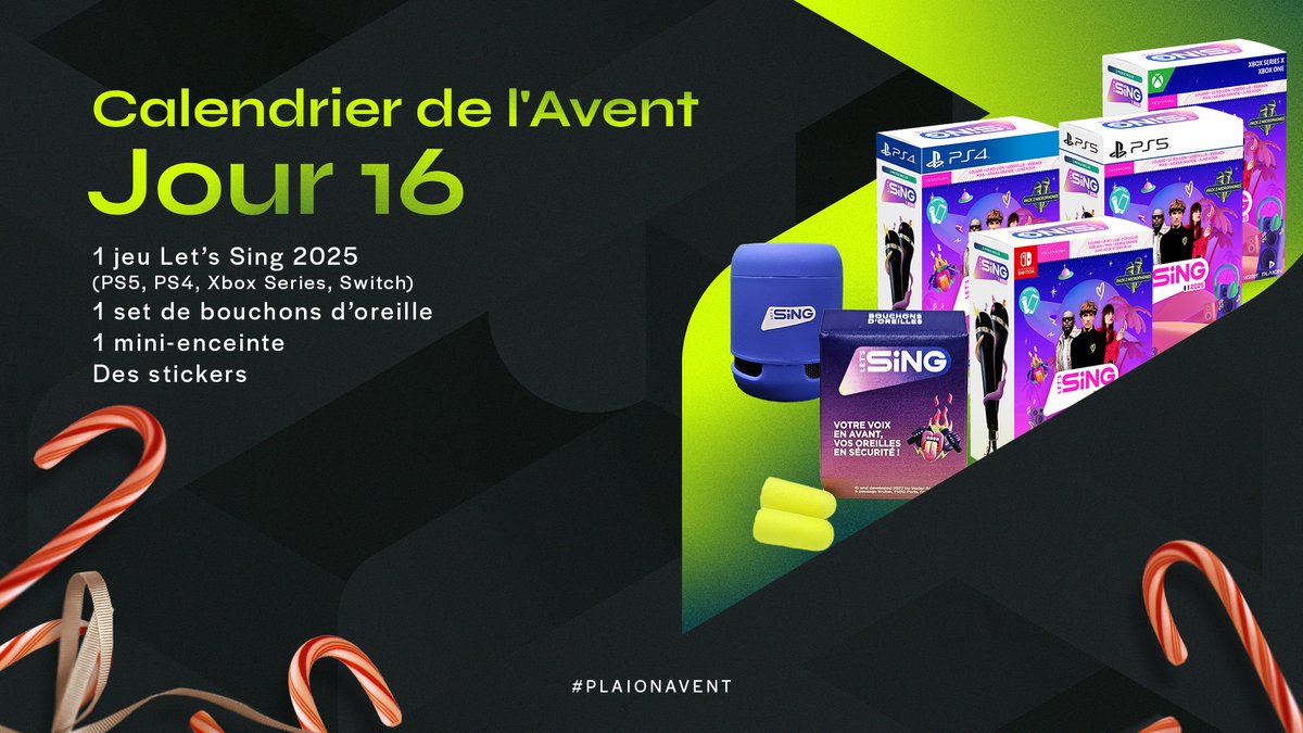 PLAION_FR's tweet image. 🎁 #PLAIONAvent - Jour 16 🎁

Profitez de Noël en musique avec #LetsSing2025 - parfait pour chanter en famille !

Pour participer :
✅ Follow @PLAION_FR
🔁 RT ce post
✍️Commentez la plateforme de votre choix (PS5, PS4, Xbox ou Switch)

2 gagnants
TAS le 09/01

#CalendrierAvent