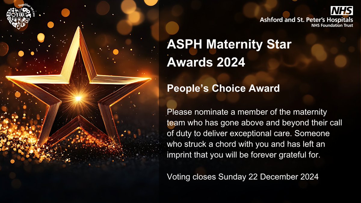 ASPH Maternity Star Awards 2024 ⭐

Is there a member of the team who went above &amp; beyond to deliver exceptional care for you or your loved one? Nominate them for the People’s Choice Award!

Nominate using the link in the comments - voting closes 22 December 2024